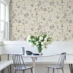York Wallcoverings Passion Flower Toile Beige Wallpaper - SKU RT7854
