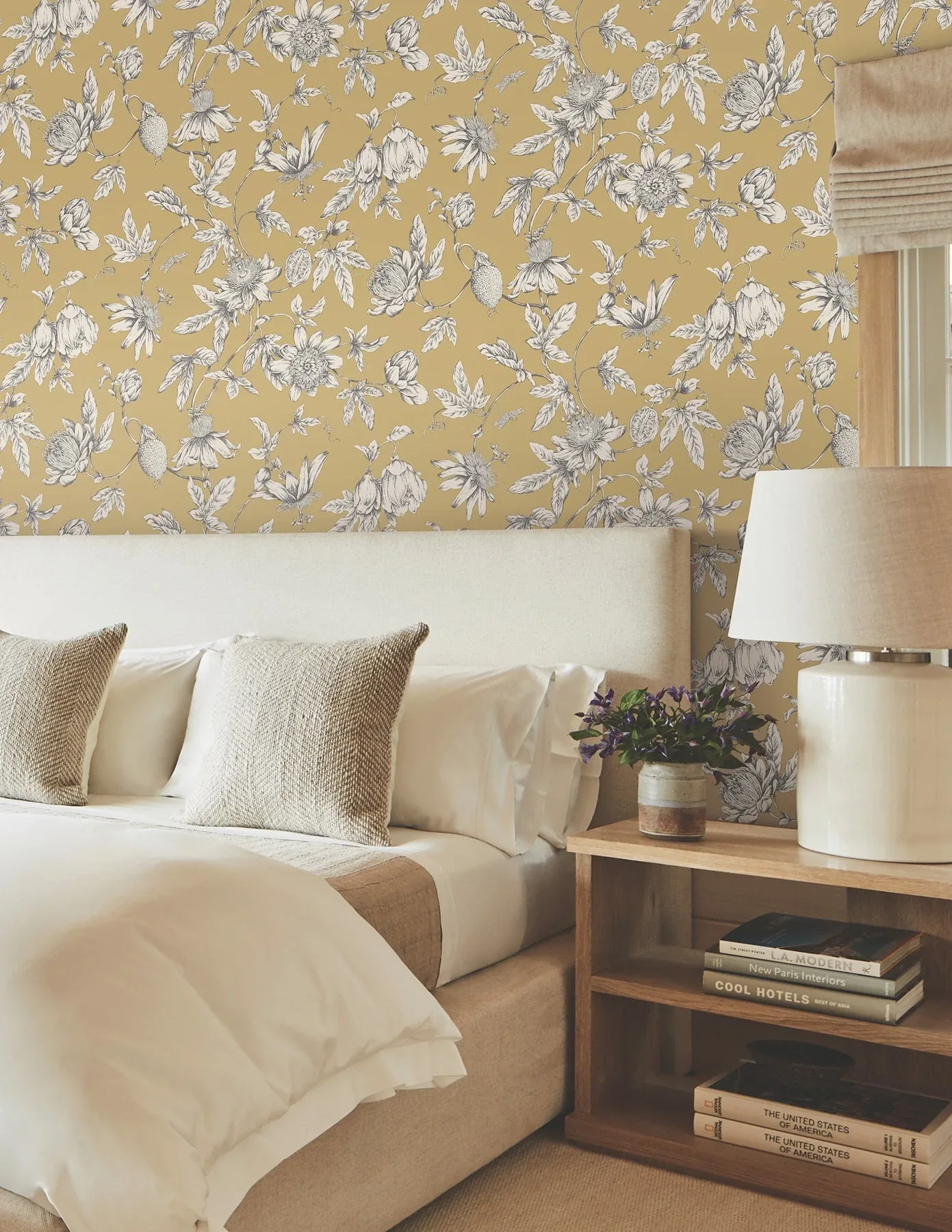 York Wallcoverings Passion Flower Toile Harvest Wallpaper - SKU RT7855