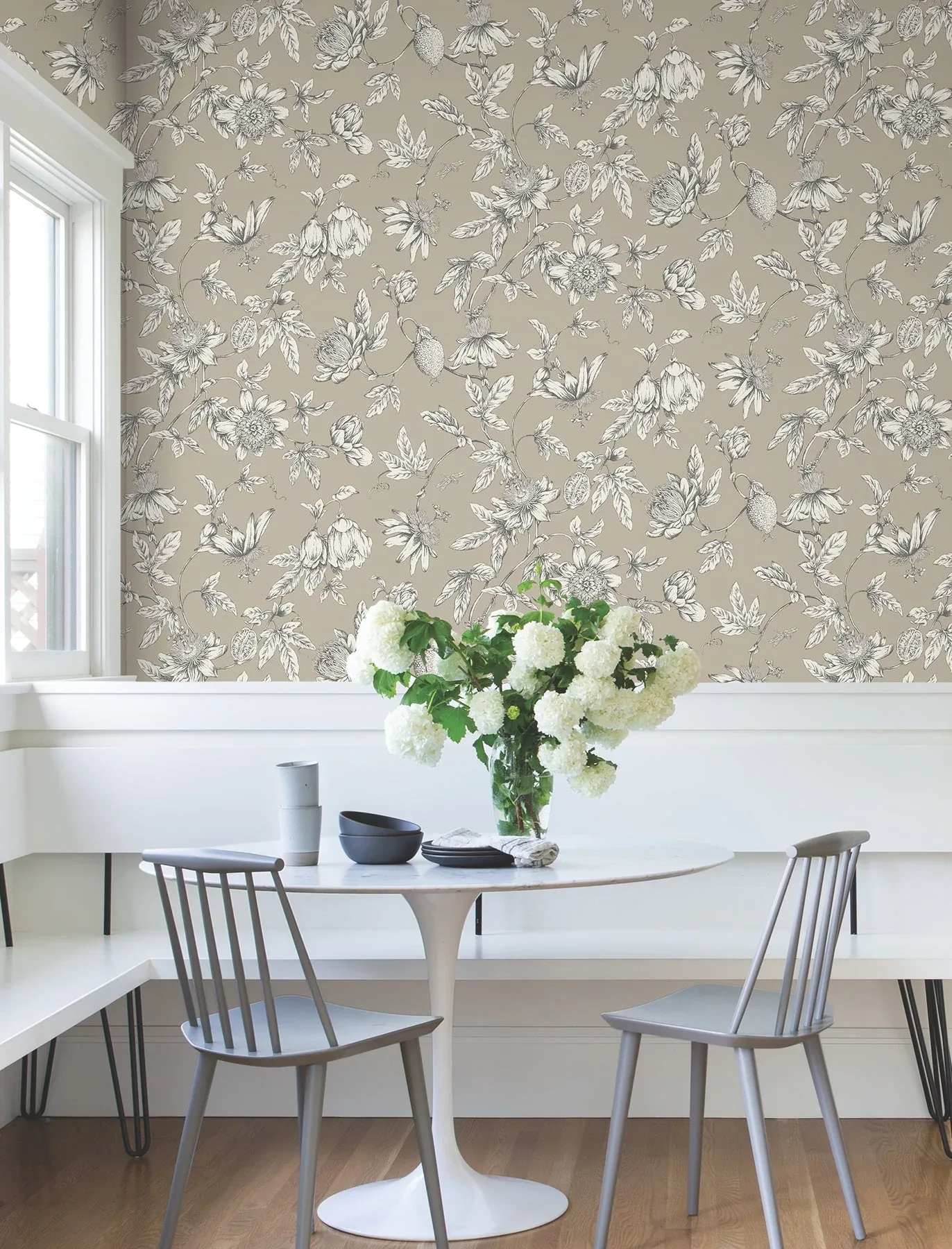 York Wallcoverings Passion Flower Toile Linen Wallpaper | Wallpaper Twins York Wallcoverings Passion Flower Toile Linen Wallpaper - SKU RT7852