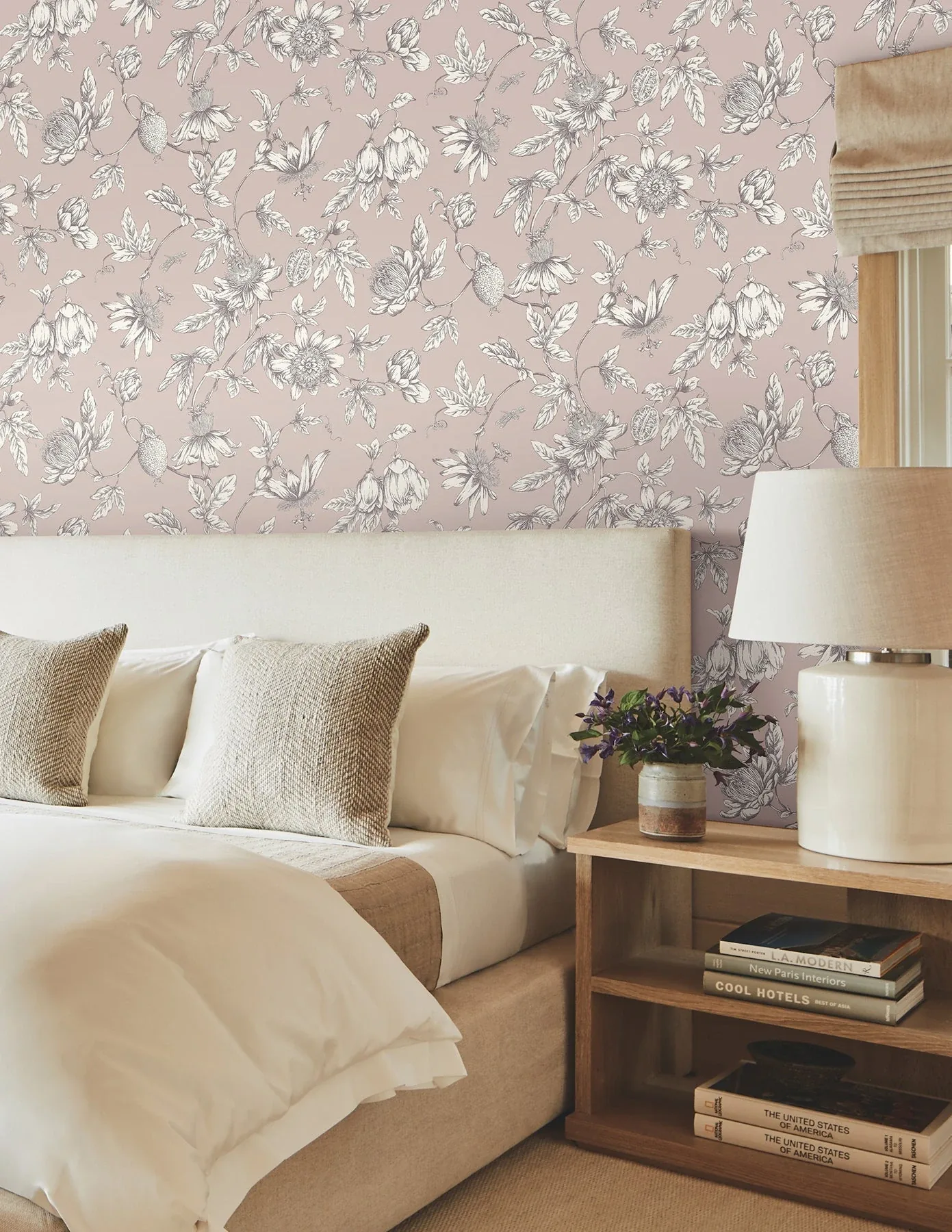 York Wallcoverings Passion Flower Toile Orchid Wallpaper - SKU RT7851