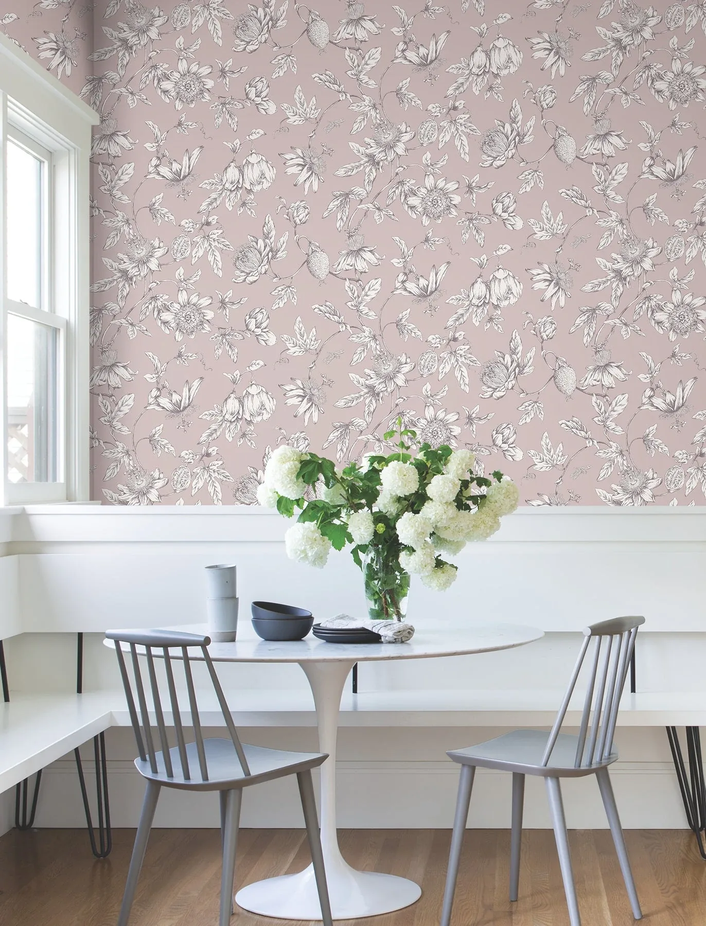 York Wallcoverings Passion Flower Toile Orchid Wallpaper - SKU RT7851