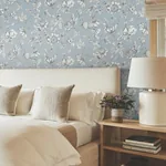 York Wallcoverings Passion Flower Toile Sky Blue Wallpaper | Wallpaper Twins York Wallcoverings Passion Flower Toile Sky Blue Wallpaper - SKU RT7853