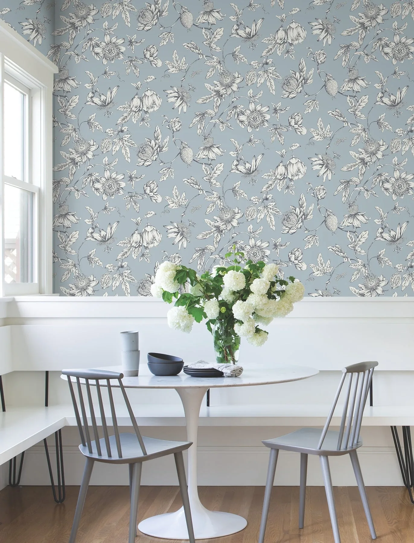 York Wallcoverings Passion Flower Toile Sky Blue Wallpaper | Wallpaper Twins York Wallcoverings Passion Flower Toile Sky Blue Wallpaper - SKU RT7853