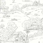 York Wallcoverings Pasture Toile Black & White Wallpaper - SKU FH4031
