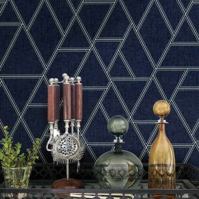 York Wallcoverings Pathways Navy Wallpaper | Wallpaper Twins York Wallcoverings Pathways Navy Wallpaper - SKU GR5911