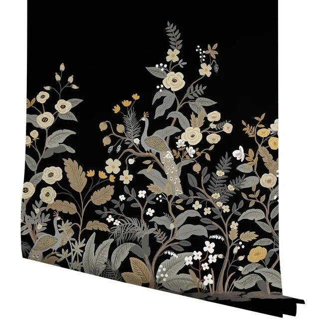 York Wallcoverings Peacock Black Wall Mural | Wallpaper Twins York Wallcoverings Peacock Black Wall Mural - SKU RP7399M