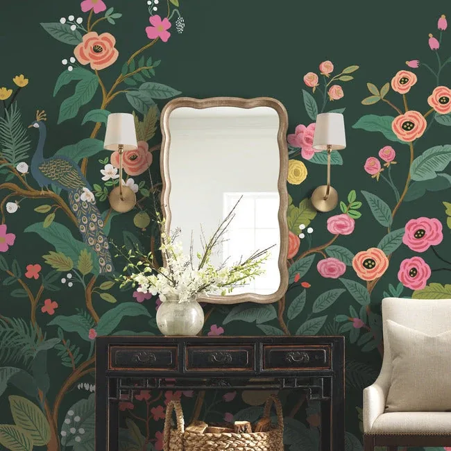 York Wallcoverings Peacock Emerald Wall Mural | Wallpaper Twins York Wallcoverings Peacock Emerald Wall Mural - SKU RP7398M