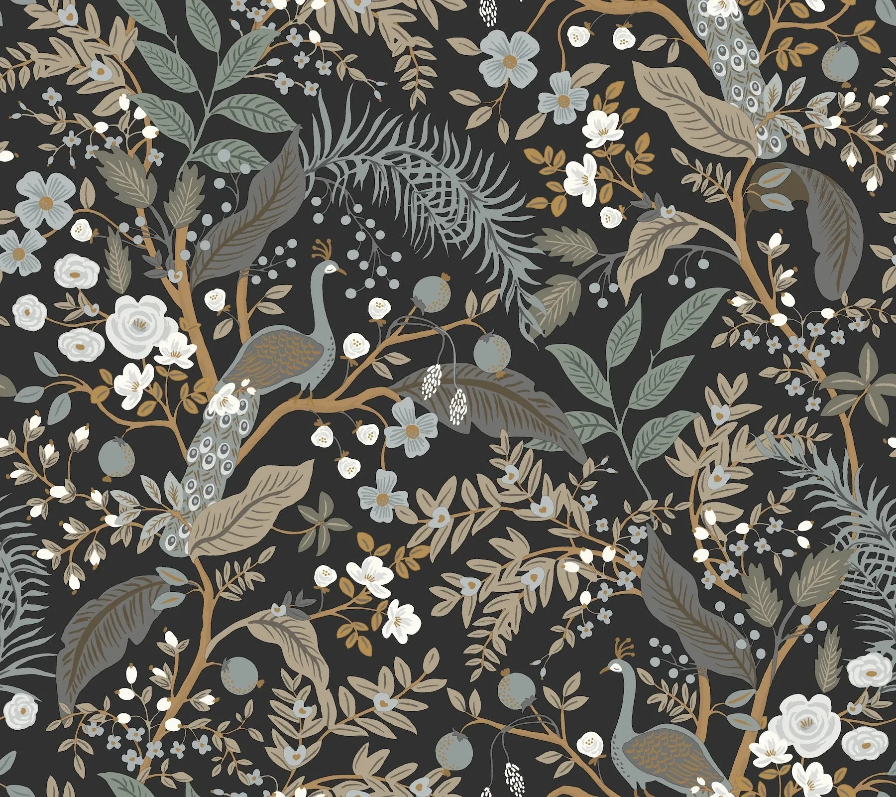 York Wallcoverings Peacock Garden Black Peel & Stick Wallpaper - SKU PSW1537RL