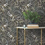 York Wallcoverings Peacock Garden Black Peel & Stick Wallpaper | Wallpaper Twins York Wallcoverings Peacock Garden Black Peel & Stick Wallpaper - SKU PSW1537RL