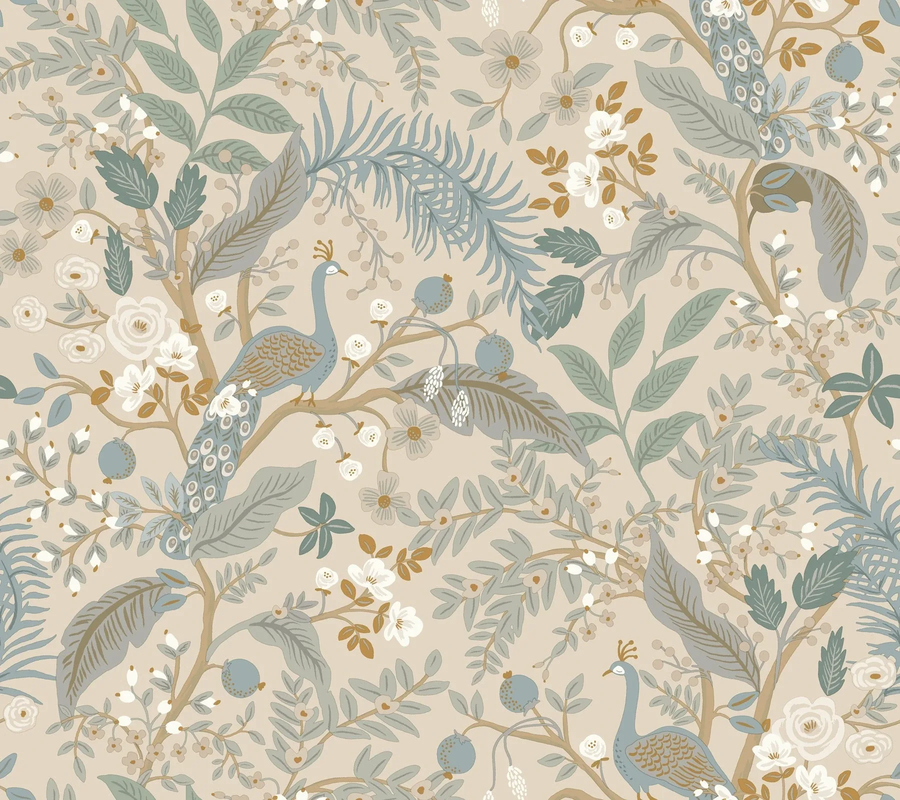 York Wallcoverings Peacock Garden Linen Peel & Stick Wallpaper - SKU PSW1538RL