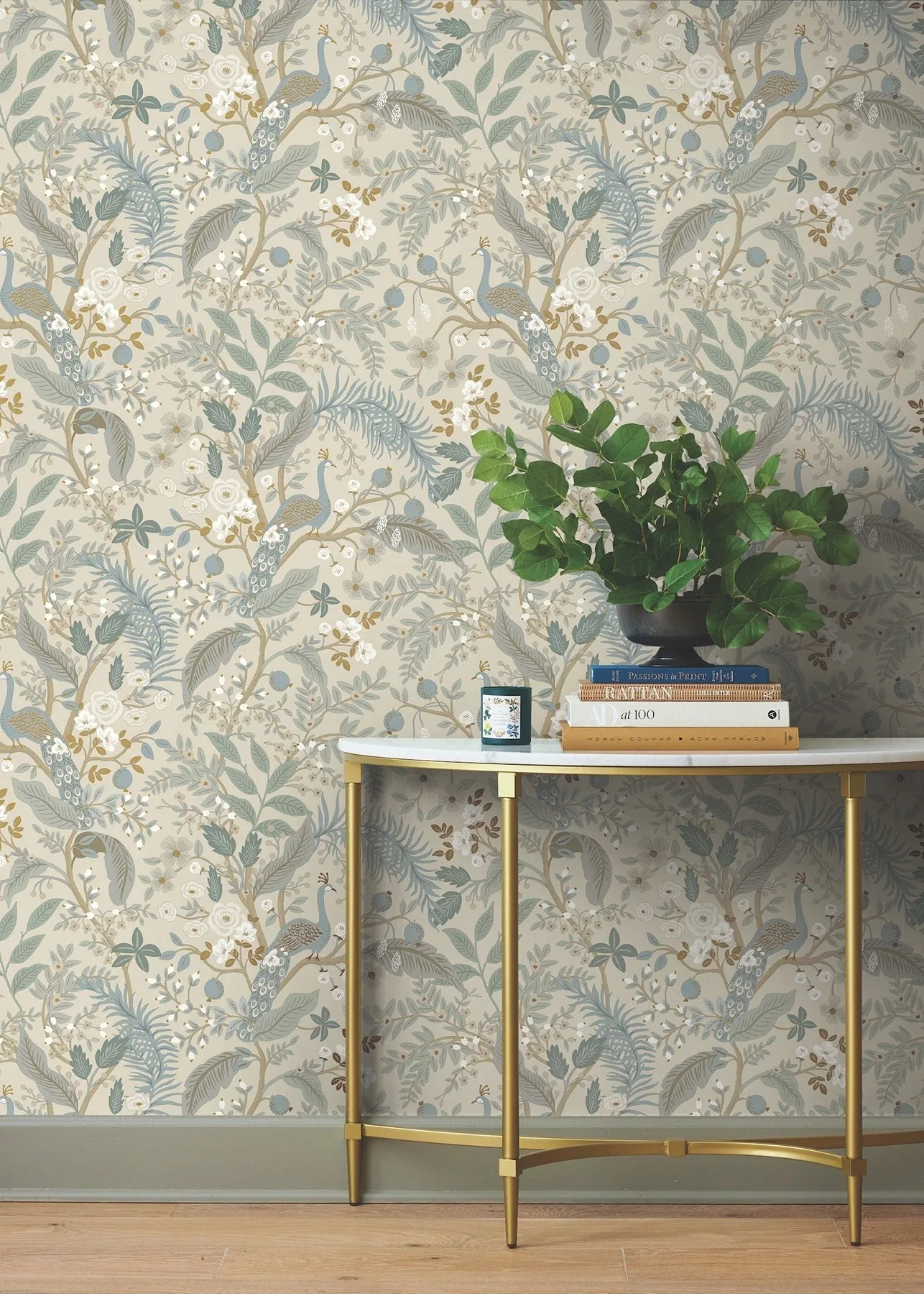 York Wallcoverings Peacock Garden Linen Peel & Stick Wallpaper - SKU PSW1538RL