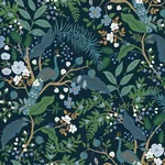 York Wallcoverings Peacock Garden Navy Peel & Stick Wallpaper | Wallpaper Twins York Wallcoverings Peacock Garden Navy Peel & Stick Wallpaper - SKU PSW1536RL