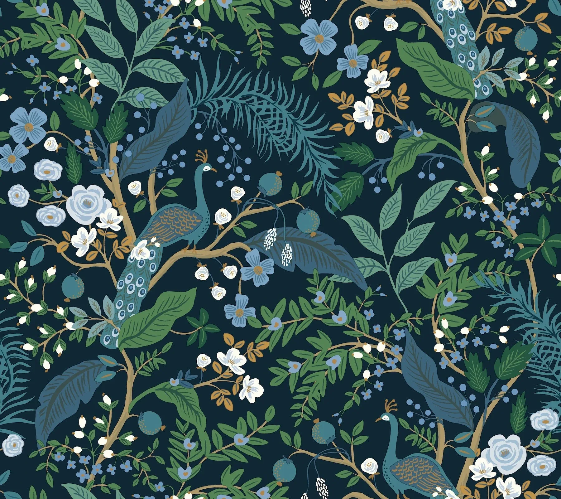York Wallcoverings Peacock Garden Navy Peel & Stick Wallpaper - SKU PSW1536RL