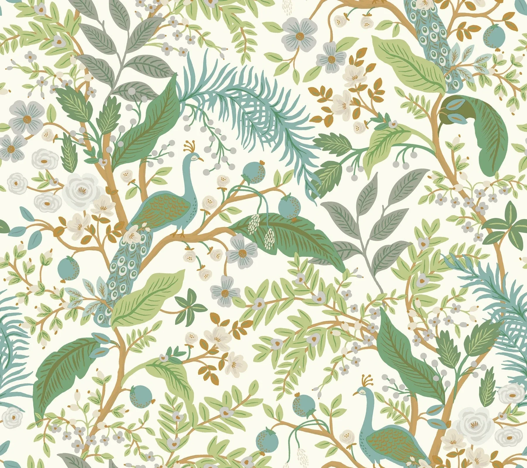 York Wallcoverings Peacock Garden White Peel & Stick Wallpaper - SKU PSW1539RL