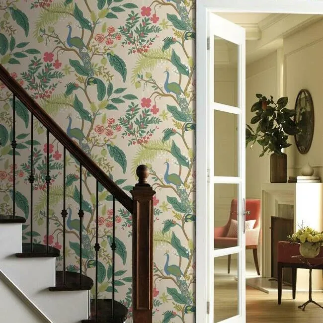 York Wallcoverings Peacock Light Pink Wallpaper - SKU RI5169