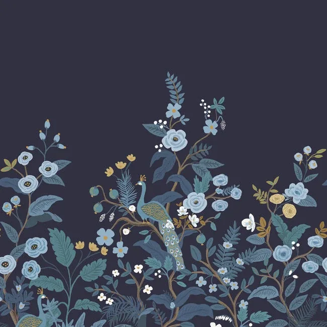 RP7396M | Peacock Navy Wall Mural