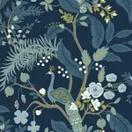York Wallcoverings Peacock Navy Wallpaper | Wallpaper Twins York Wallcoverings Peacock Navy Wallpaper - SKU RI5172