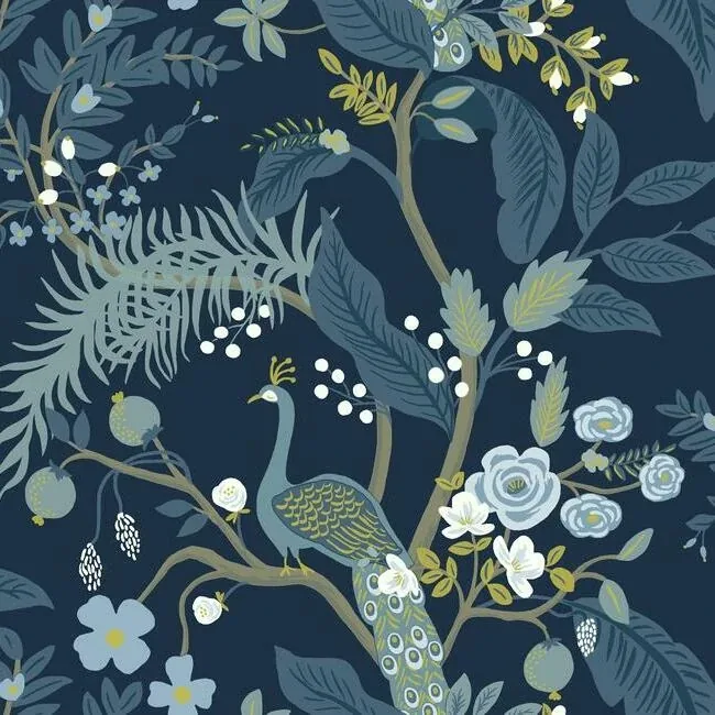 RI5172 | Peacock Navy Wallpaper