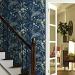 York Wallcoverings Peacock Navy Wallpaper | Wallpaper Twins York Wallcoverings Peacock Navy Wallpaper - SKU RI5172