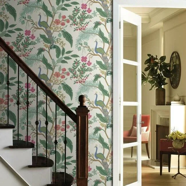 York Wallcoverings Peacock Periwinkle Wallpaper | Wallpaper Twins York Wallcoverings Peacock Periwinkle Wallpaper - SKU RI5174