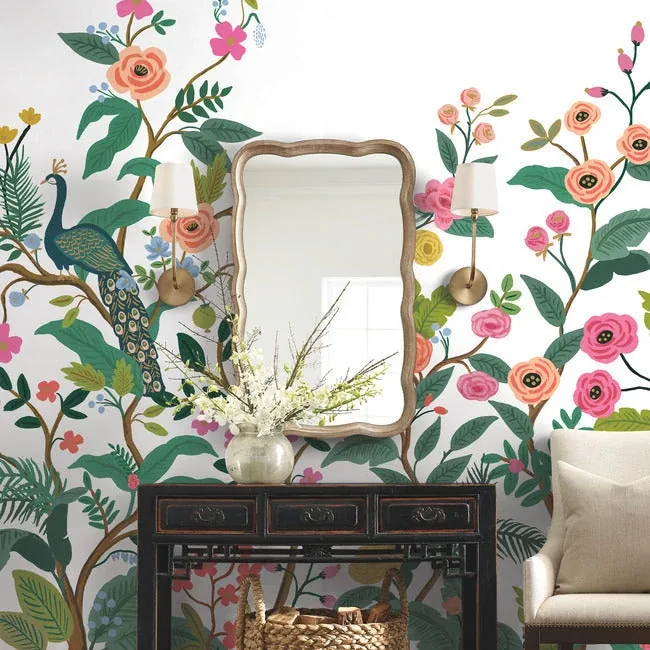 York Wallcoverings Peacock White Wall Mural | Wallpaper Twins York Wallcoverings Peacock White Wall Mural - SKU RP7397M