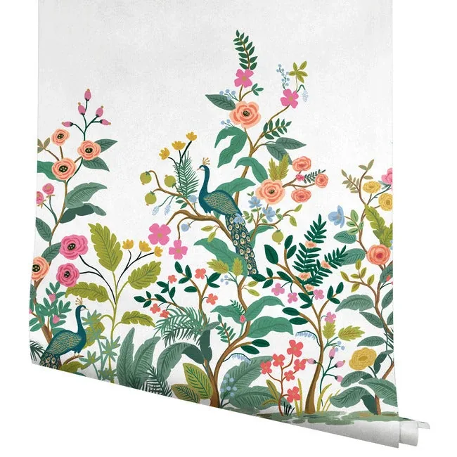 York Wallcoverings Peacock White Wall Mural | Wallpaper Twins York Wallcoverings Peacock White Wall Mural - SKU RP7397M