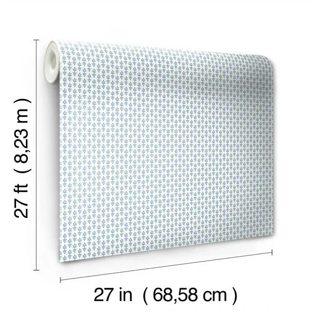 York Wallcoverings Petal White & Blue Wallpaper - SKU RP7365