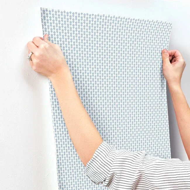York Wallcoverings Petal White & Blue Wallpaper - SKU RP7365