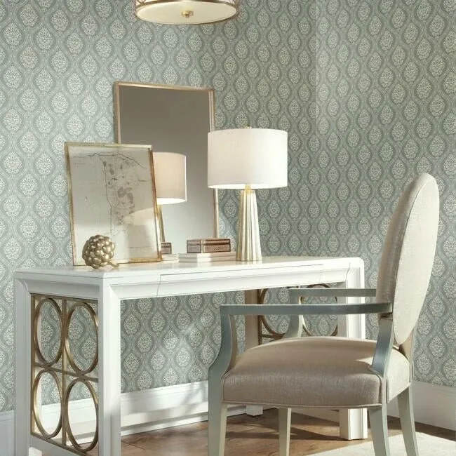 York Wallcoverings Petite Ogee Green Wallpaper - SKU DM5028