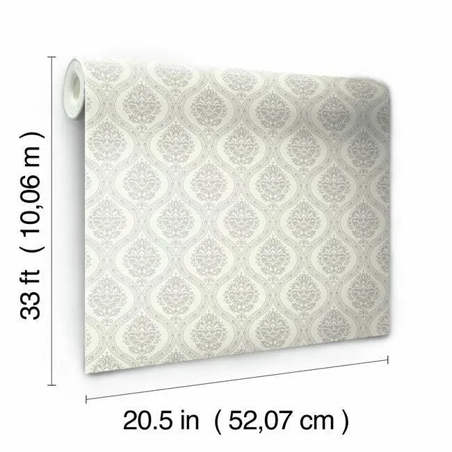 York Wallcoverings Petite Ogee Taupe Wallpaper - SKU DM5027