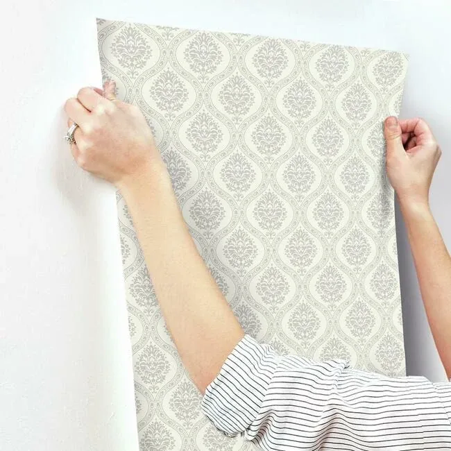 York Wallcoverings Petite Ogee Taupe Wallpaper - SKU DM5027