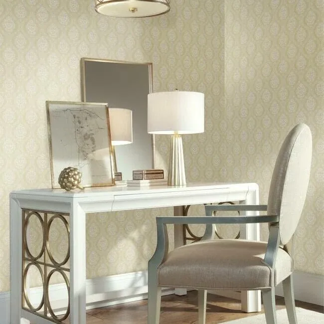 York Wallcoverings Petite Ogee Yellow Wallpaper - SKU DM5029