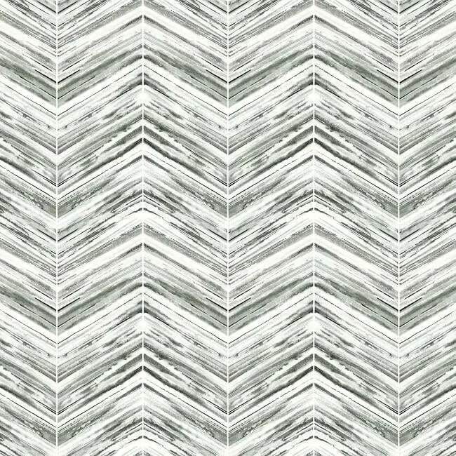 York Wallcoverings Petite Watercolor Chevron Black & White Wallpaper - SKU BW3911