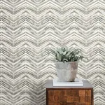 York Wallcoverings Petite Watercolor Chevron Black & White Wallpaper - SKU BW3911