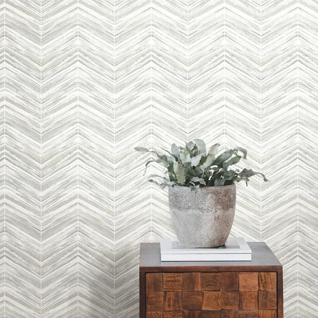 York Wallcoverings Petite Watercolor Chevron White & Grey Wallpaper - SKU BW3913