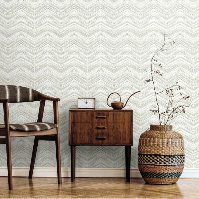 York Wallcoverings Petite Watercolor Chevron White & Grey Wallpaper - SKU BW3913