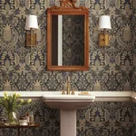 York Wallcoverings Pineapple Damask Black Wallpaper | Wallpaper Twins York Wallcoverings Pineapple Damask Black Wallpaper - SKU RF7483