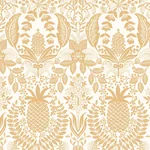 York Wallcoverings Pineapple Damask Gold Wallpaper - SKU RF7482