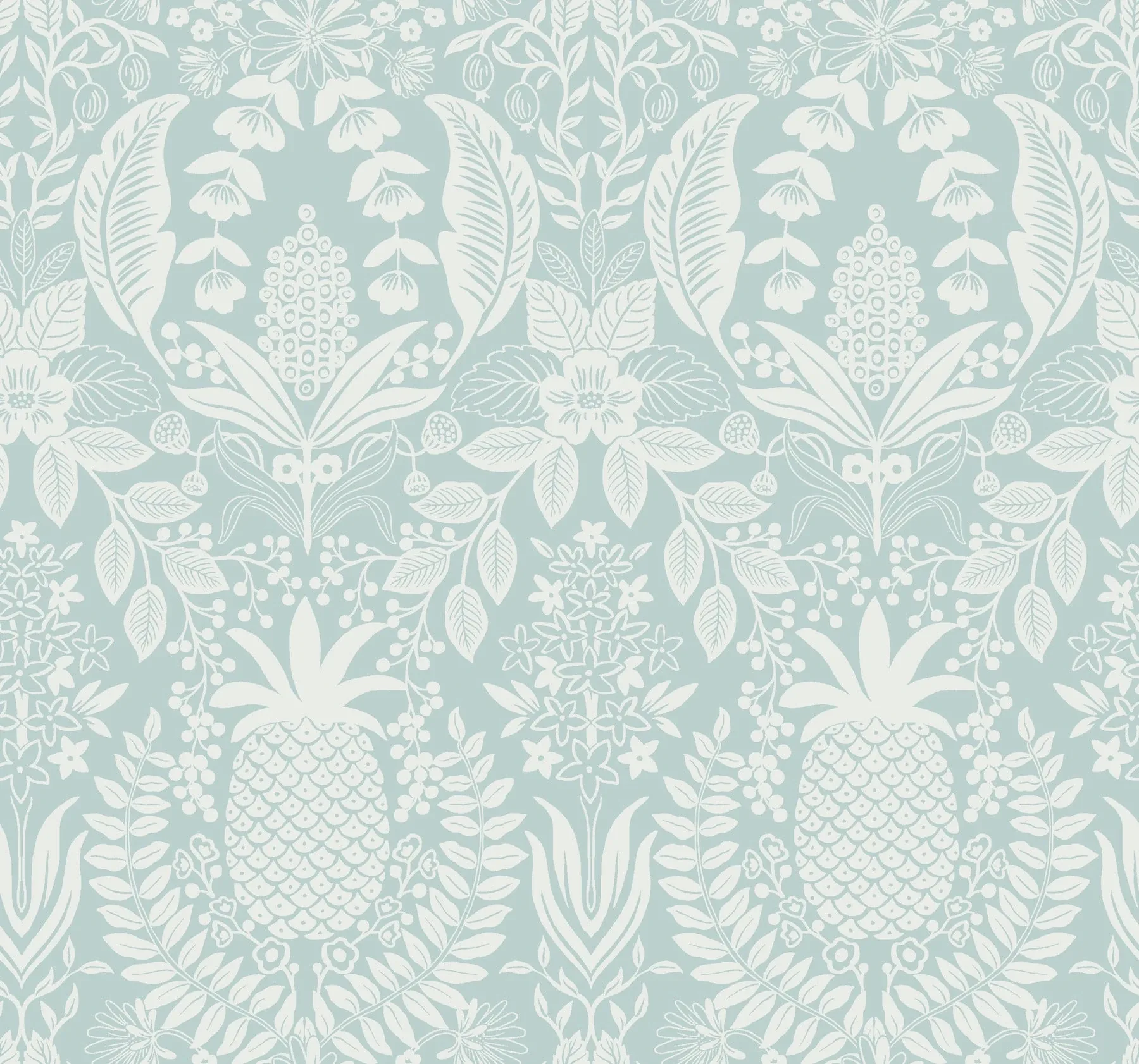 RF7484 | Pineapple Damask Light Blue Wallpaper