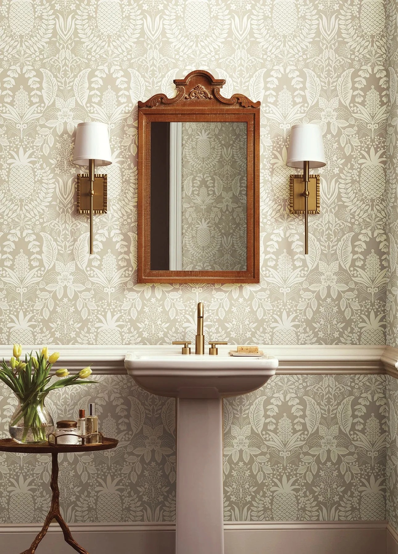 York Wallcoverings Pineapple Damask Linen Wallpaper - SKU RF7485