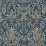 York Wallcoverings Pineapple Damask Navy Wallpaper - SKU RF7486