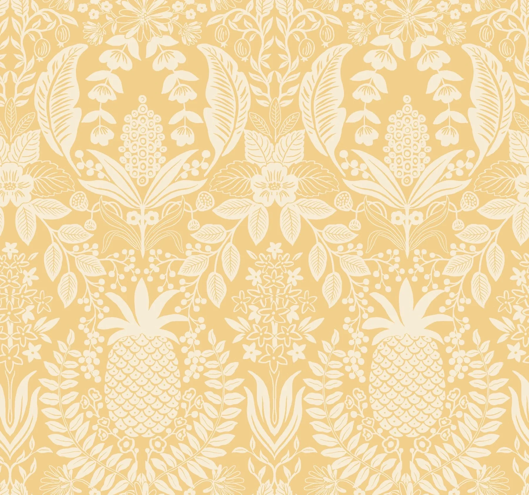 RF7481 | Pineapple Damask Yellow Wallpaper