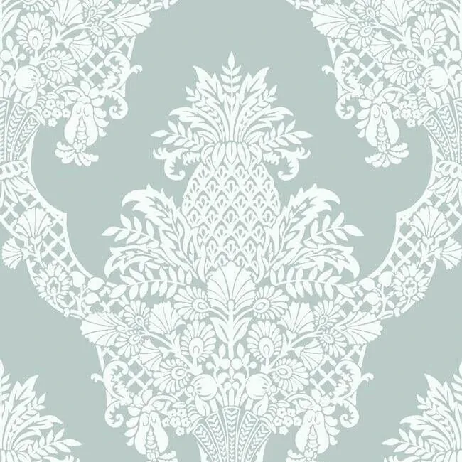 York Wallcoverings Pineapple Plantation Blue Wallpaper - SKU DM4973