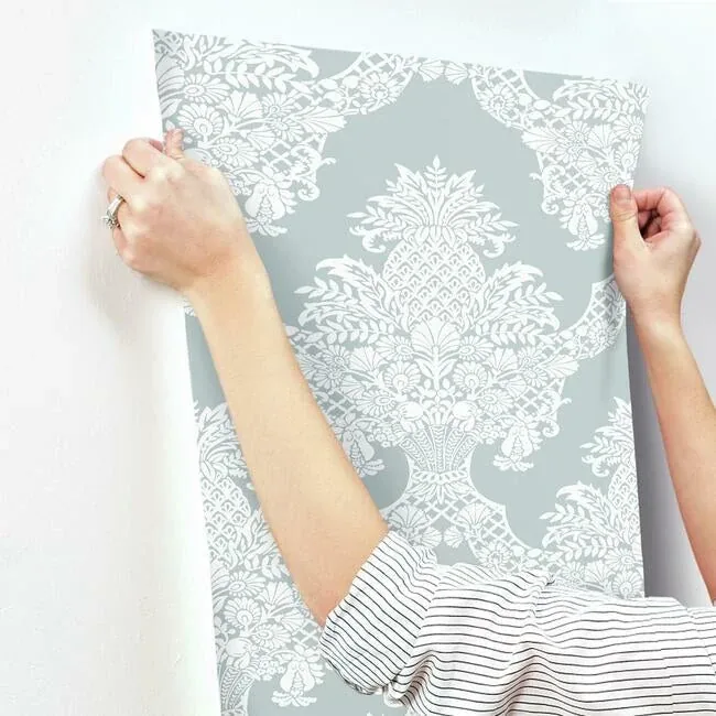 York Wallcoverings Pineapple Plantation Blue Wallpaper - SKU DM4973