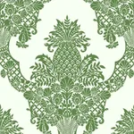 York Wallcoverings Pineapple Plantation Green & White Wallpaper - SKU DM4976