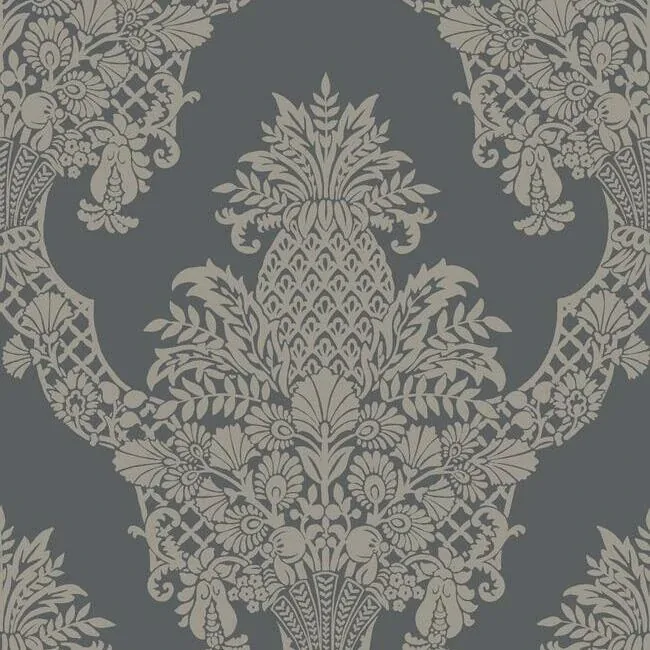 DM4975 | Pineapple Plantation Grey Wallpaper