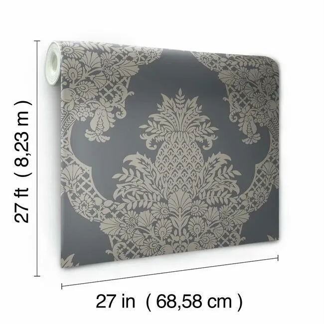 York Wallcoverings Pineapple Plantation Grey Wallpaper - SKU DM4975