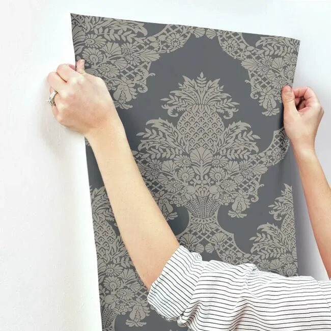 York Wallcoverings Pineapple Plantation Grey Wallpaper - SKU DM4975