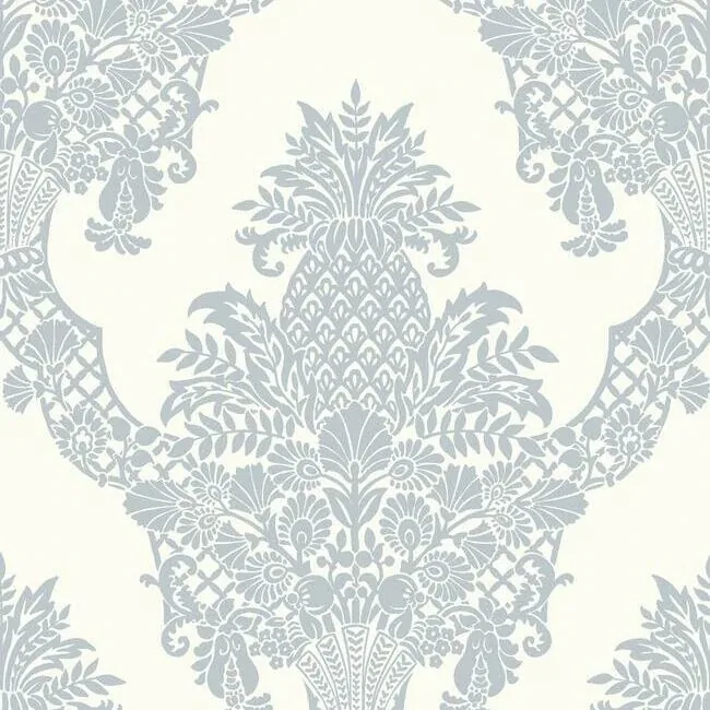 DM4974 | Pineapple Plantation Periwinkle & White Wallpaper