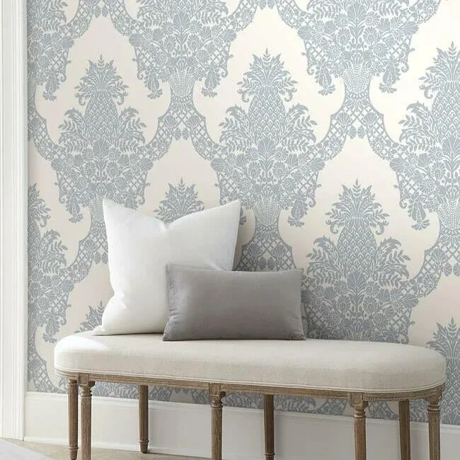 York Wallcoverings Pineapple Plantation Periwinkle & White Wallpaper - SKU DM4974